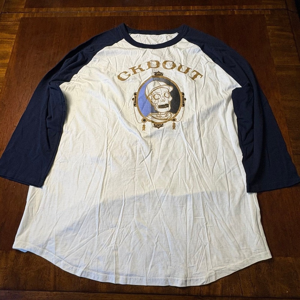 CKDOUT Skull Graphic 3/4 Sleeve Raglan T-Shirt XL Made in USA